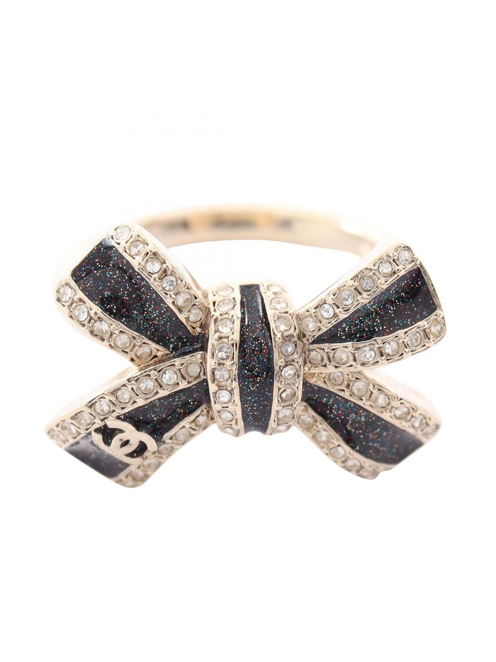 Chanel Coco Mark Ribbon Ring Gold #297105C10B